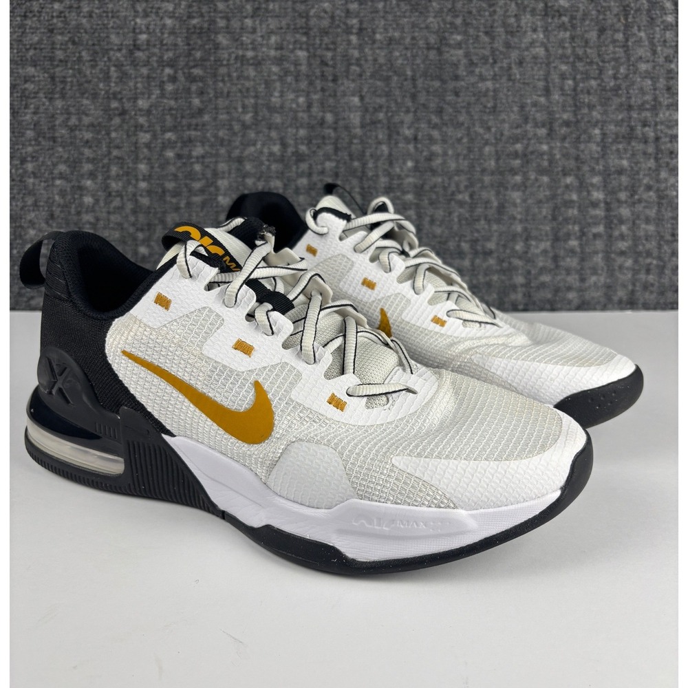 Nike Air Max Alpha Trainer 5 Gym Training Shoes 7.5 White Black Gold DM0829-101